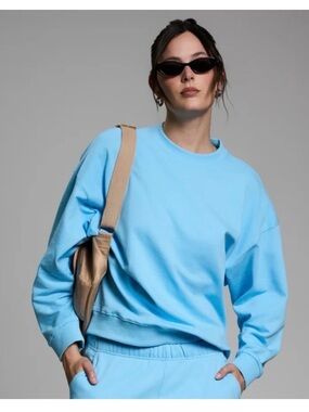 Year of Ours Blue Oversized Crew Sweatshirt XS/S NWT Minimalist Athleisure